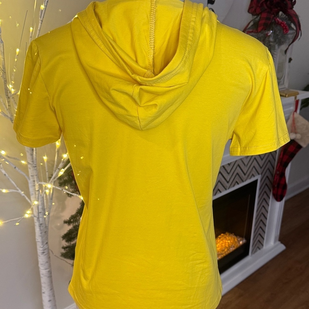 EENDI Women's Vibrant Yellow Hoodie with Sparkling Silver Accents - Picture 5 of 9